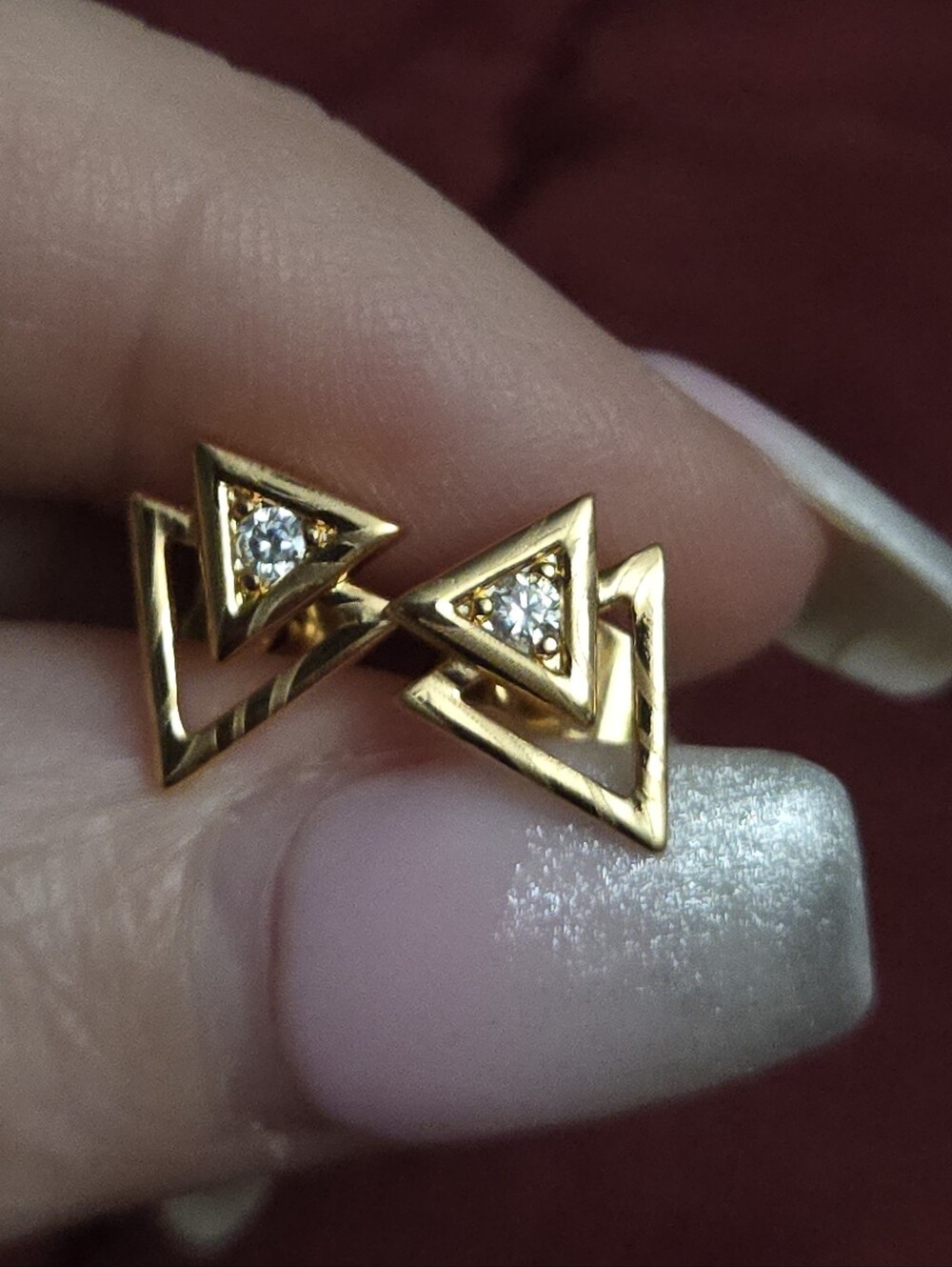 Gold Triangle CZ Stud Earrings - Women Jewelry